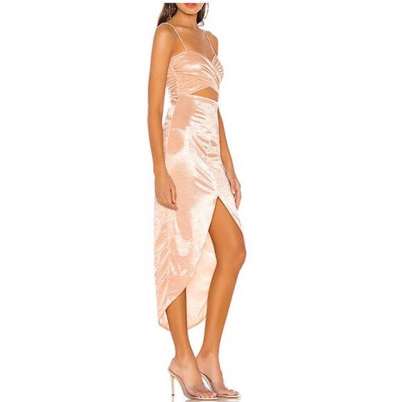 Revolve H:ours Felisa MIDI Dress Nude Lipgloss Small - Picture 2 of 15